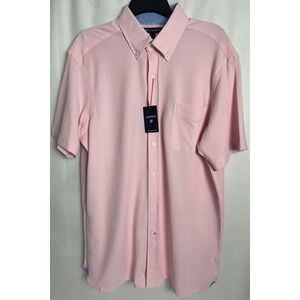 Cremieux Men's Shirt Size Large Knit Chest Pocket Cotton Blend Lt Pink A51